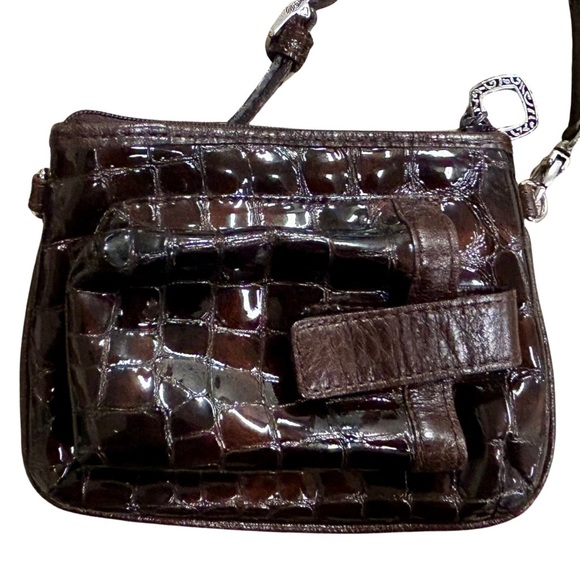 Brighton Brown Croc Embossed Crossbody Bag with Silver Buckle - Picture 11 of 14